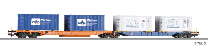 Tillig 77059 - H0 - Doppeltragwagen CHS Mietbox, DB AG, Ep. IV